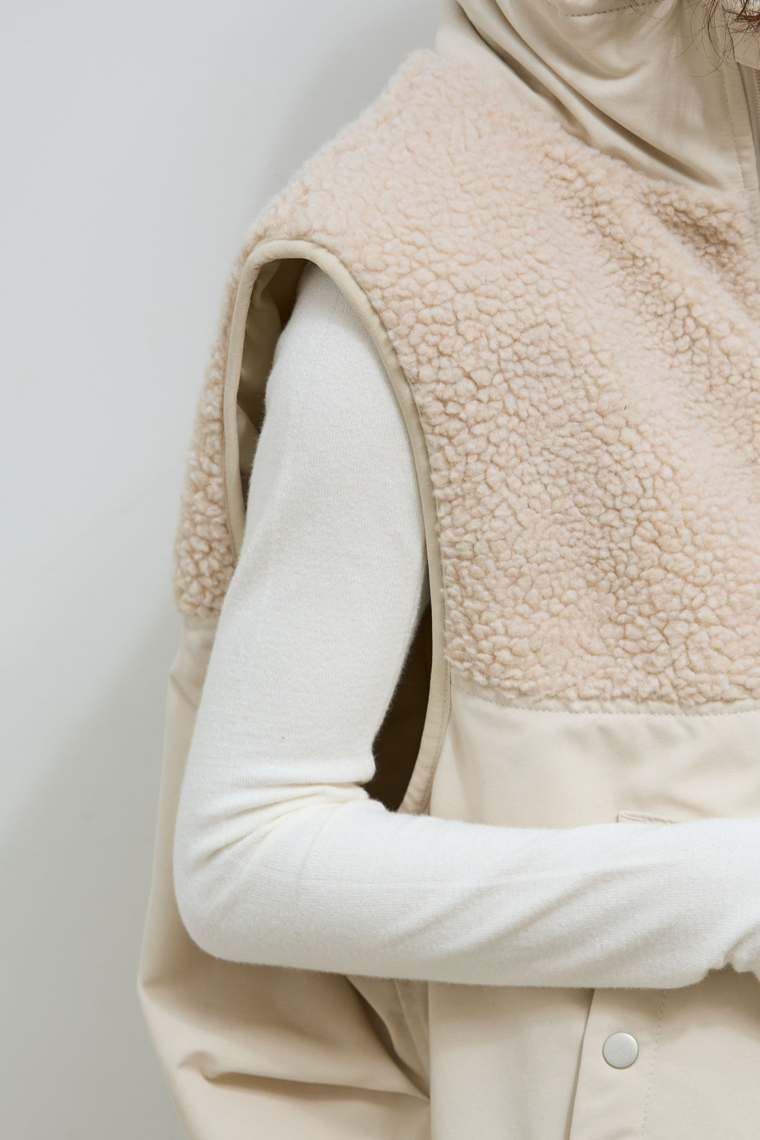 [予約/SET]ボア切替中綿ベスト+アンゴラタッチフィンガーホールタートルニット+ダンボールニットパンツ(3set)