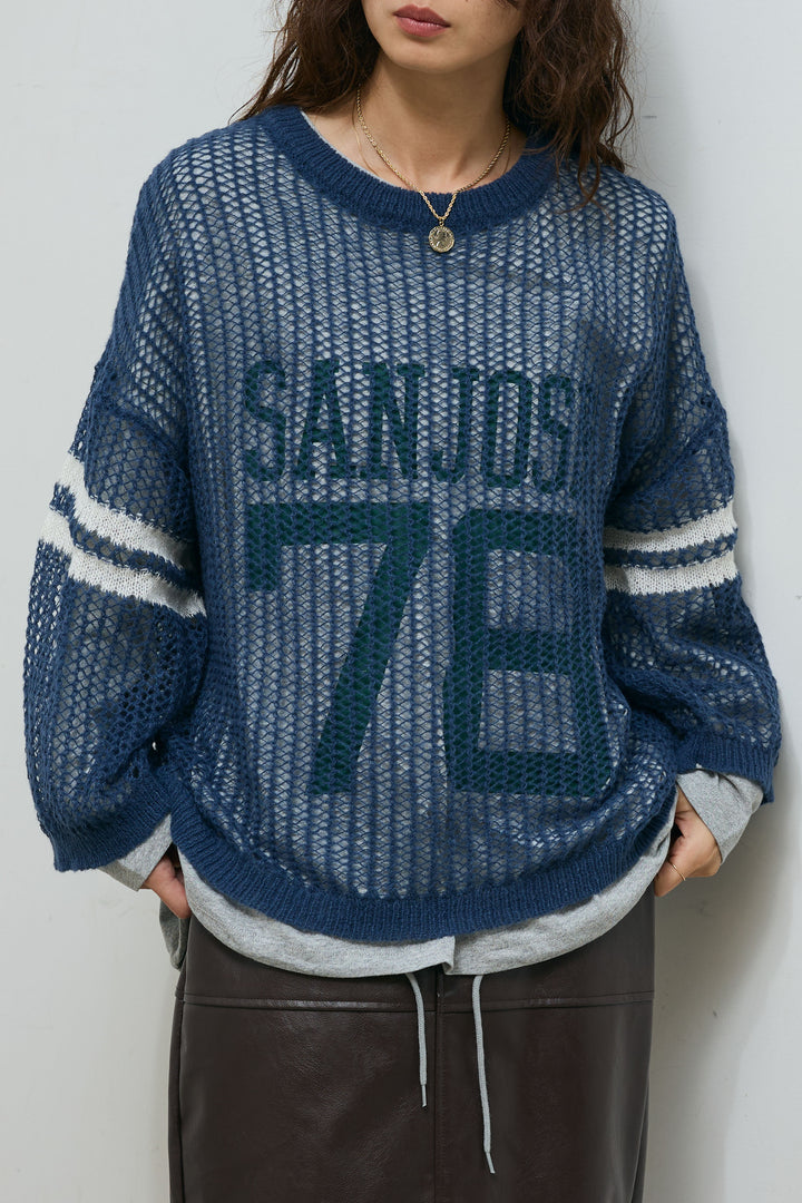 [予約]透かし編みニット＋ナンバーロゴTシャツセット