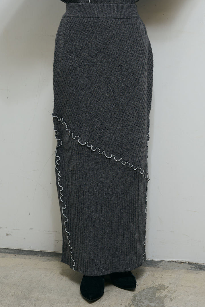 [予約/SET]フェイクムートンジャケット+ランダムメローニットスカート(2set)