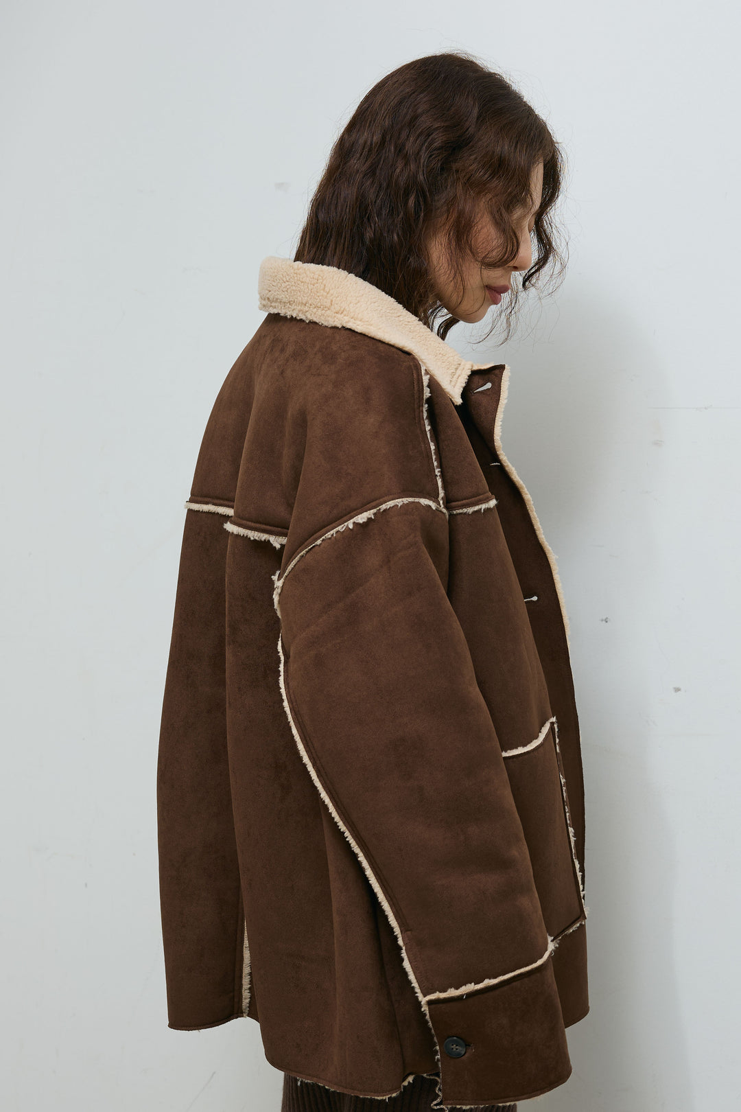 [予約/SET]フェイクムートンジャケット+ランダムメローニット+ランダムメローニットスカート(3set)