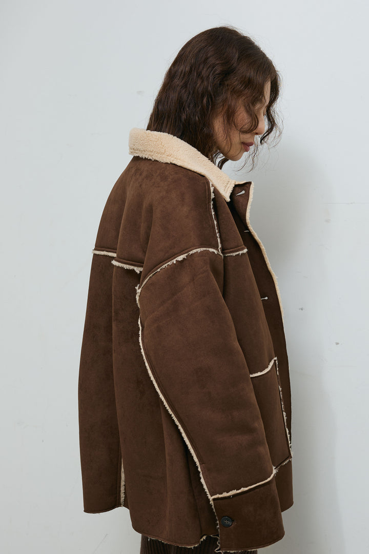 [予約/SET]フェイクムートンジャケット+ランダムメローニット+ランダムメローニットスカート(3set)