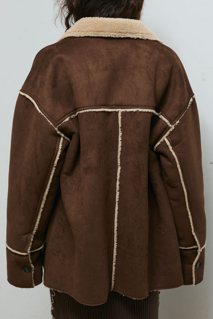 [予約/SET]フェイクムートンジャケット+ランダムメローニットスカート(2set)