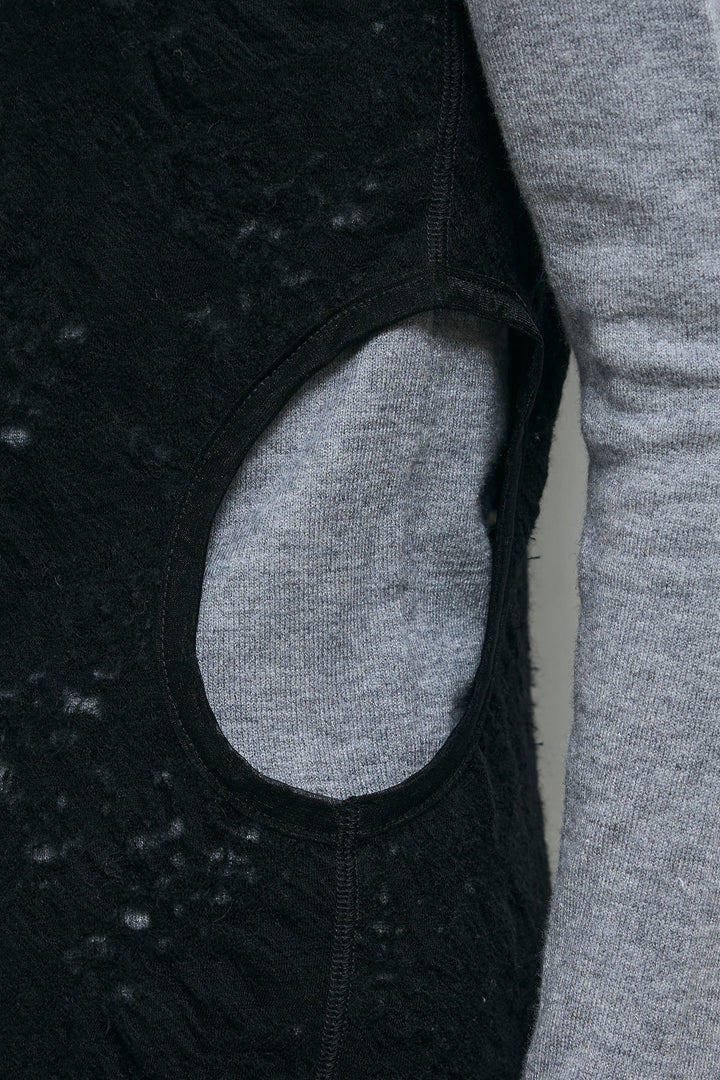 [予約/SET]ウールライクスタンドカラーベスト+サイドホールウールブレンドレースロングタンク+ダンボールニットパンツ(3set)