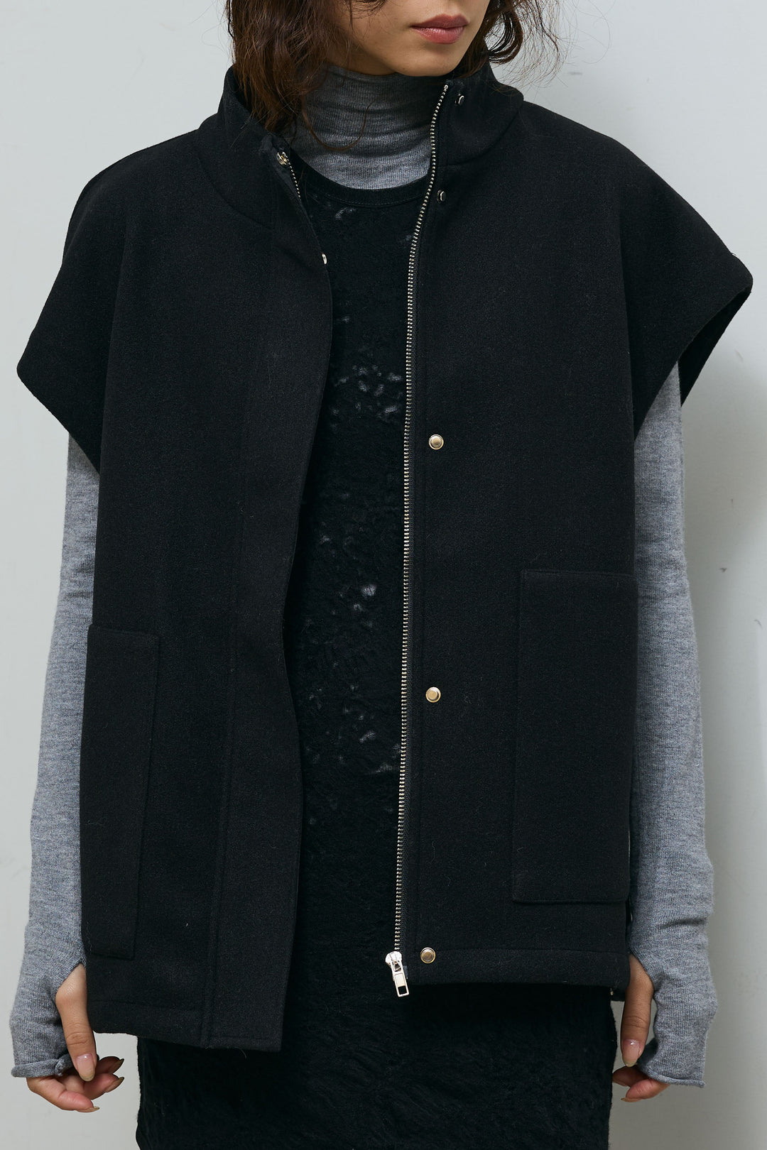 [予約]ウールライクスタンドカラーベスト