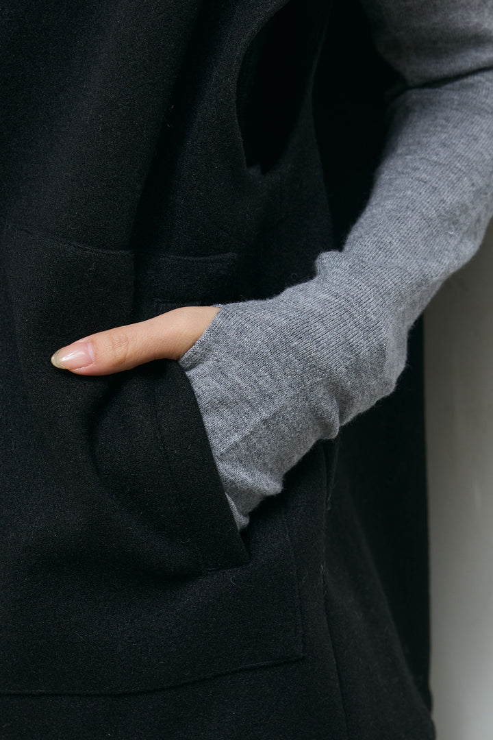 [予約/SET]ウールライクスタンドカラーベスト+アンゴラタッチフィンガーホールタートルニット+ダンボールニットパンツ(3set)