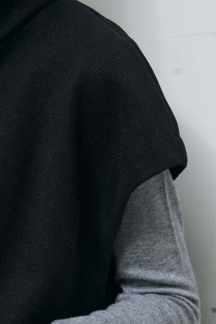 [予約/SET]ウールライクスタンドカラーベスト+ダンボールニットパンツ(2set)