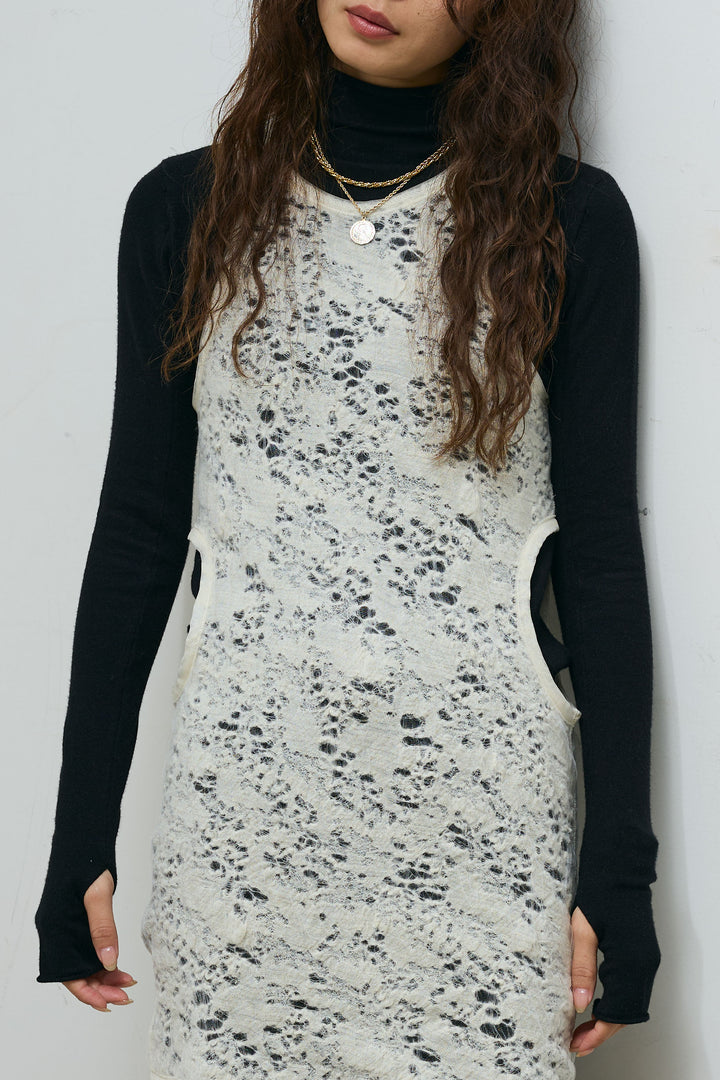 [予約]サイドホールウールブレンドレースロングタンク