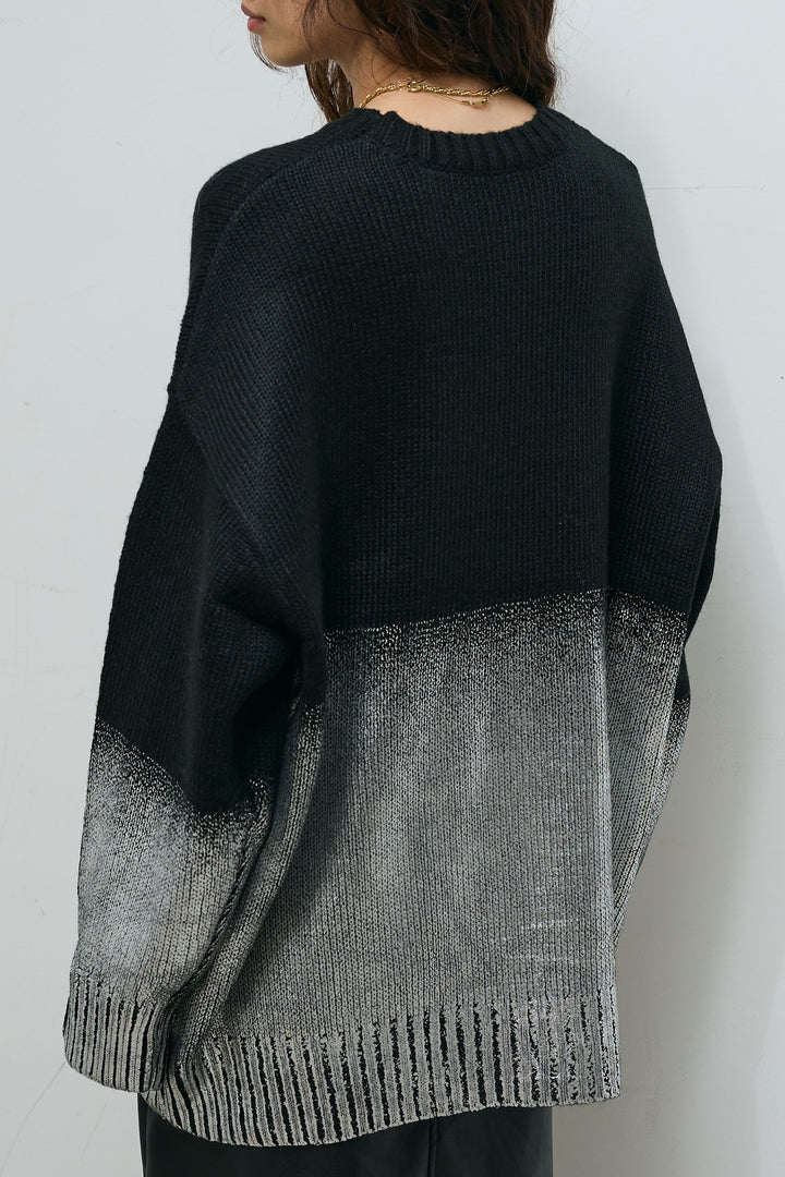 [予約/SET]箔プリントオーバーサイズプルオーバー+エコレザーバックスリットペンシルスカート(2set)