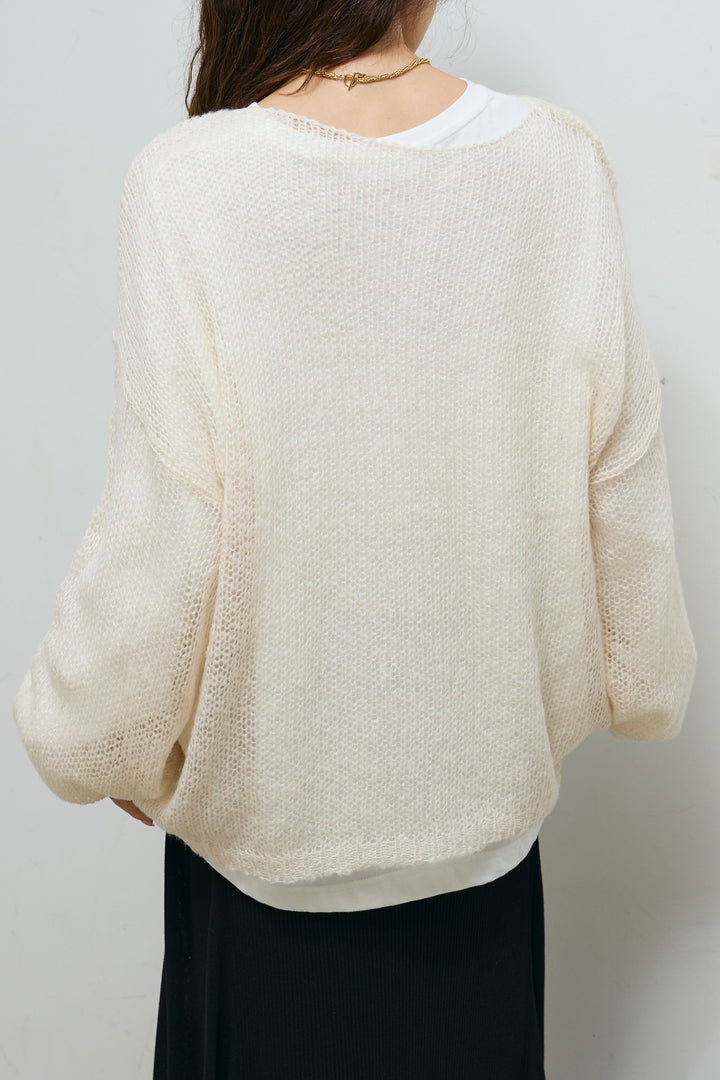 [予約/SET]ローゲージシアー ニット+箔プリントロンT+切り替えリブニットロングスカート(3set)