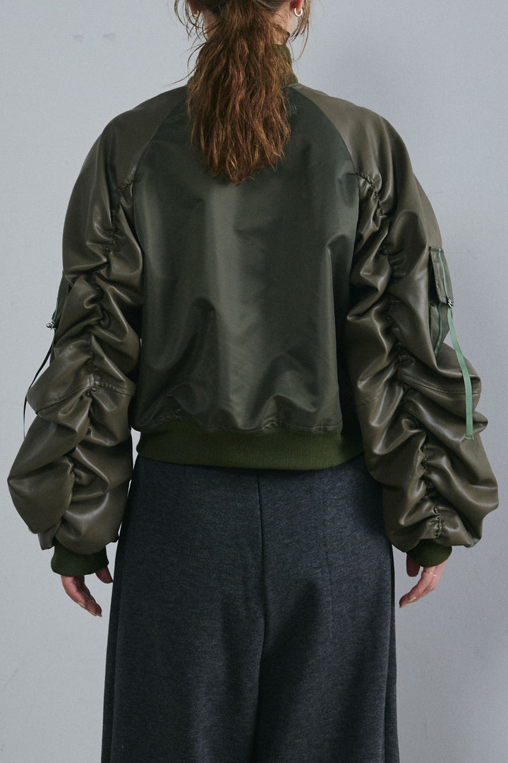 [予約/SET]ショート丈MA1+ベルト付きスゥイッチングタックパンツ(2set)