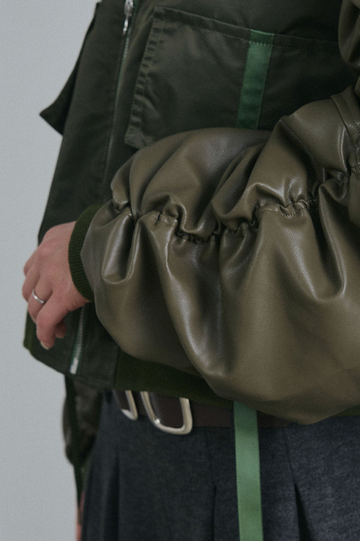 [予約/SET]ショート丈MA1+ベルト付きスゥイッチングタックパンツ(2set)