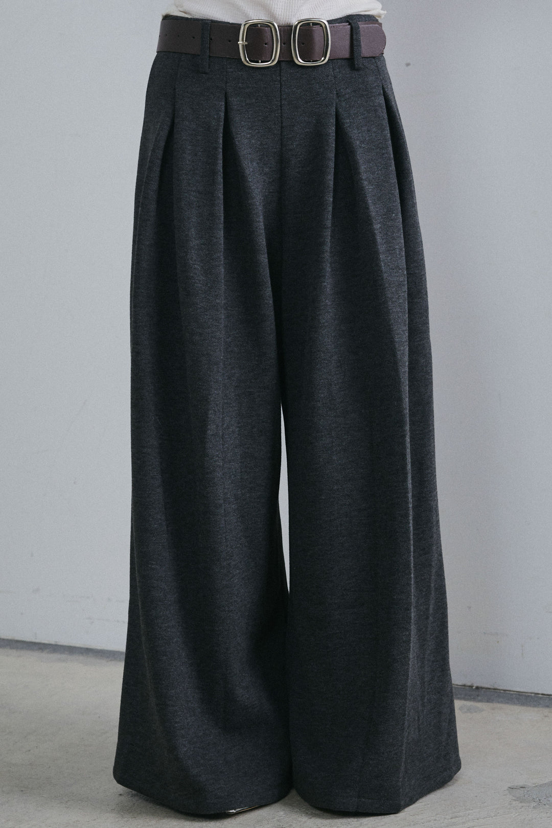 [予約/SET]ショート丈MA1+ベルト付きスゥイッチングタックパンツ(2set)