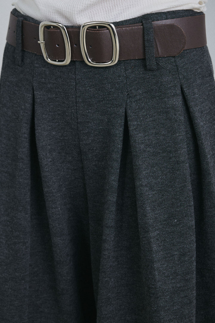 [予約/SET]アルパカタッチダブルフェイス配色カーデ+ベルト付きスゥイッチングタックパンツ(2set)