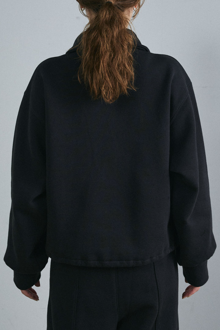 [予約/SET]ノーカラーレオパードジャコット+ハーフジップ裏起毛トップス+裏起毛カーブパンツ(3set)