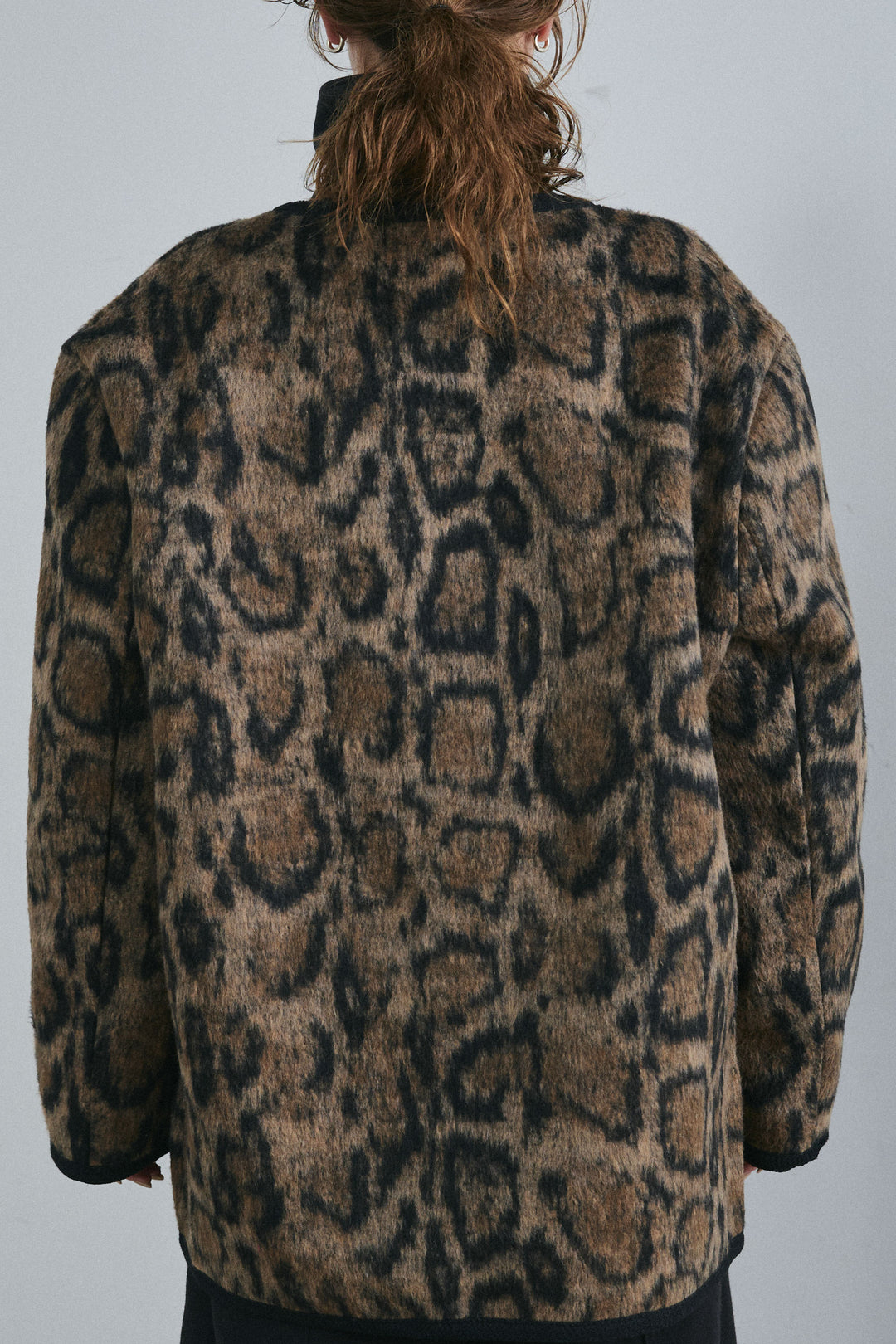 [予約/SET]ノーカラーレオパードジャコット+ハーフジップ裏起毛トップス+裏起毛カーブパンツ(3set)