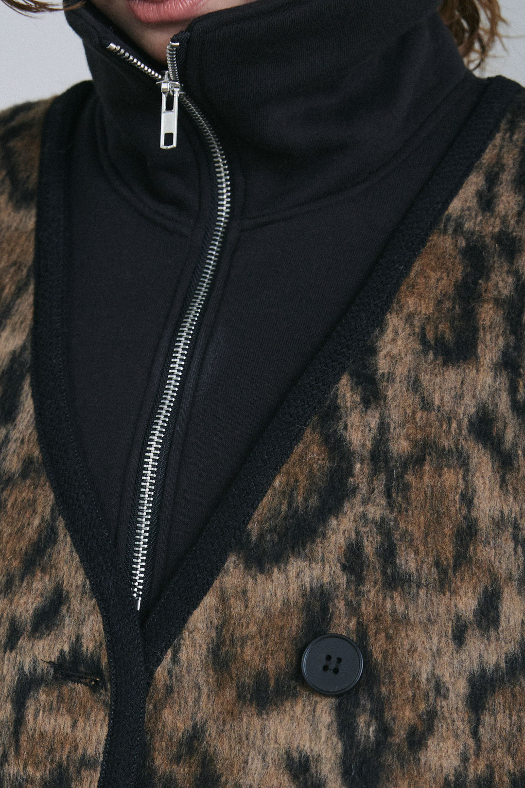 [予約/SET]ノーカラーレオパードジャコット+裏起毛カーブパンツ(2set)