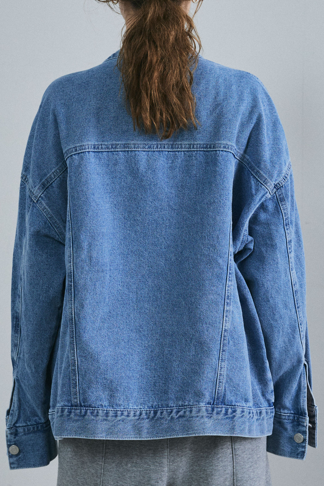 [予約/SET]テディロングコート+オーバーサイズノーカラーデニムJK+裏起毛カーブパンツ(3set)