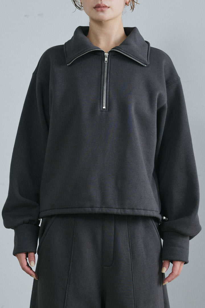 [予約]ハーフジップ裏起毛トップス