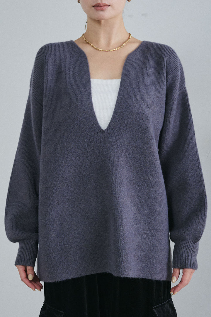 [予約]深Vネックハイゲージニット
