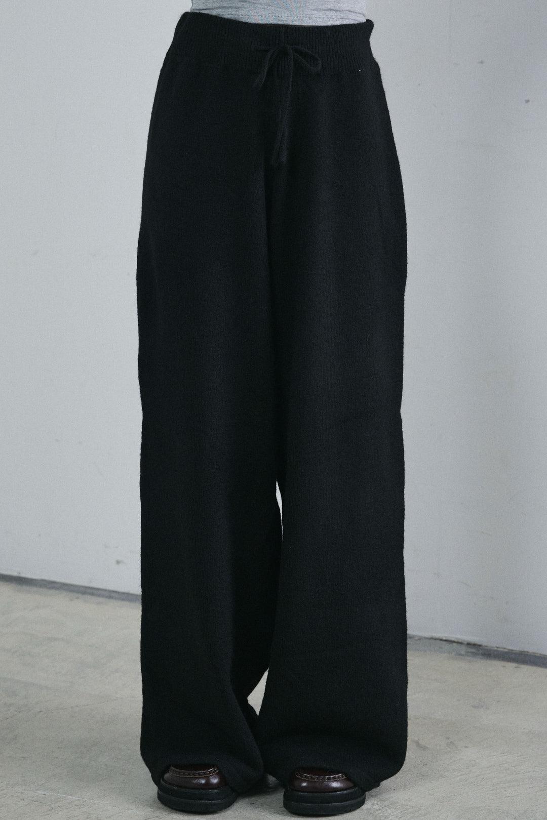 [予約/SET]バックレースアップニット+レイヤードニットパンツ(2set)