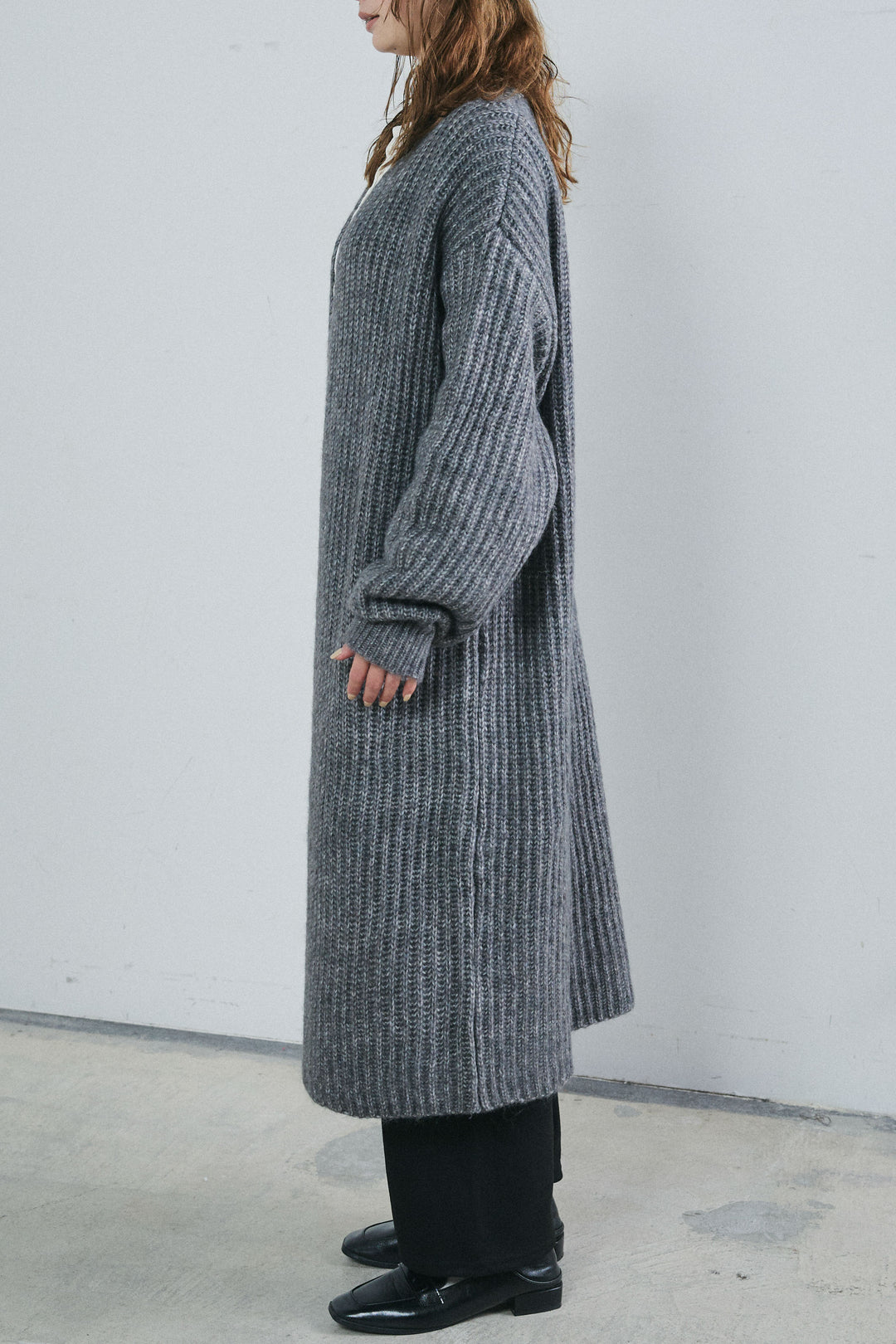 [予約/SET]キルトピン付きロングカーディガン+ダンボールニットパンツ(2set)
