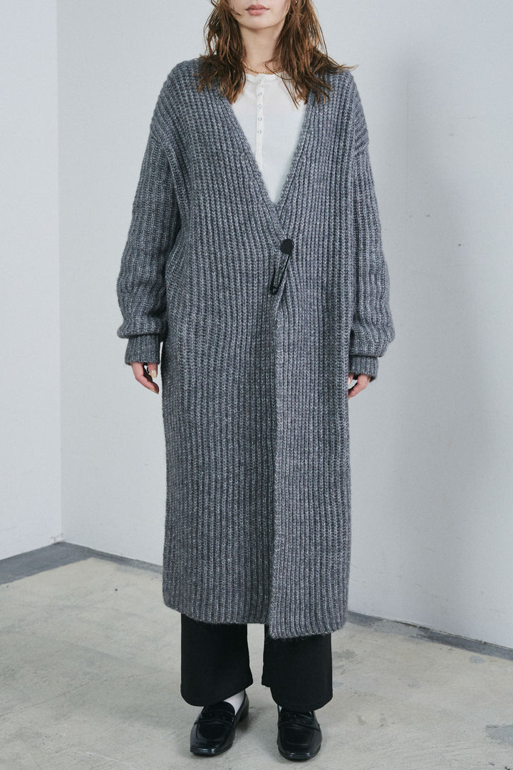 [予約/SET]キルトピン付きロングカーディガン+ダンボールニットパンツ(2set)