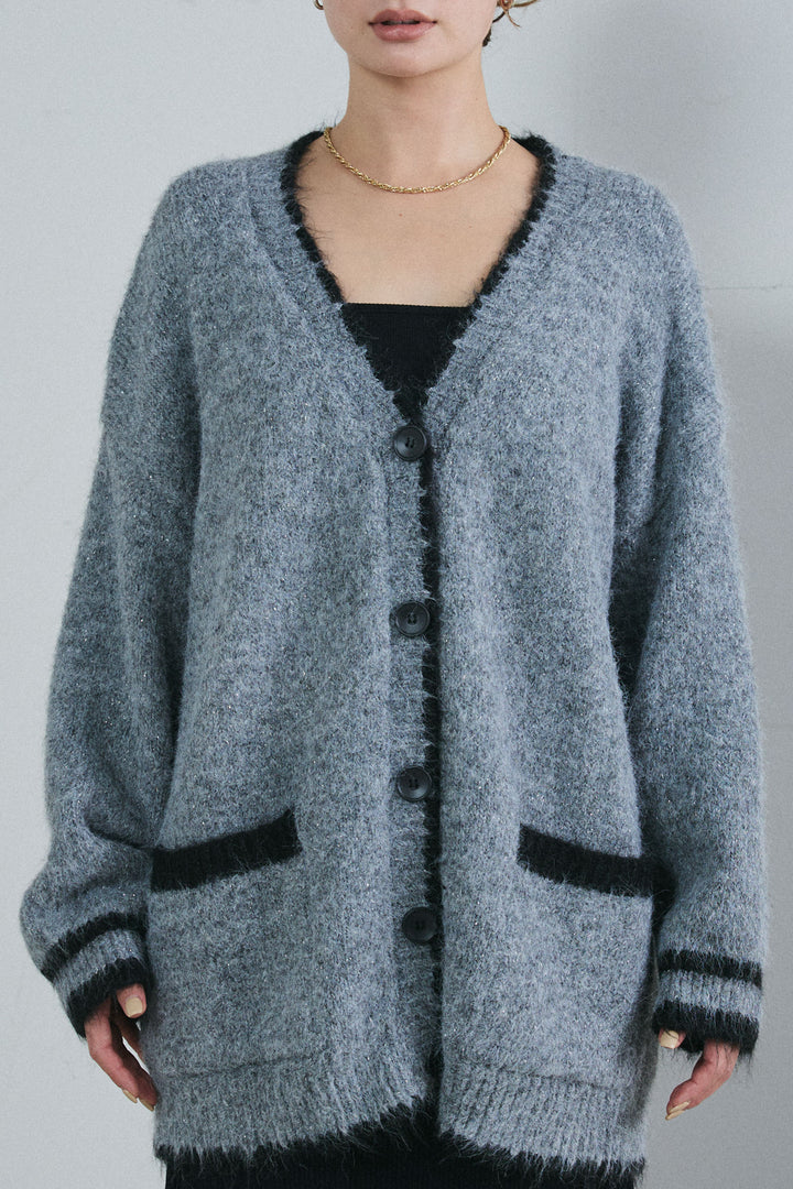 [予約/SET]パイピングニットカーディガン+ベルト付きスゥイッチングタックパンツ(2set)