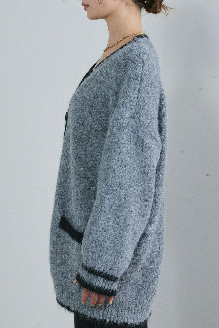 [予約/SET]パイピングニットカーディガン+切り替えリブニットロングスカート(2set)