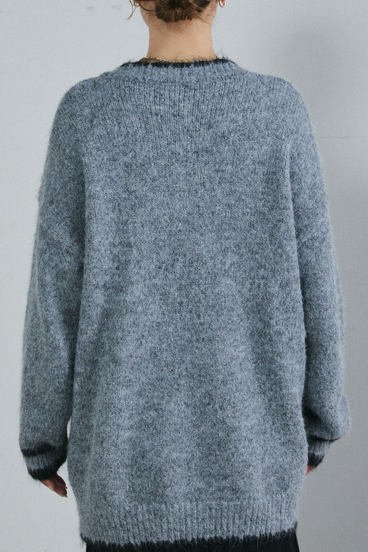 [予約/SET]パイピングニットカーディガン+切り替えリブニットロングスカート(2set)