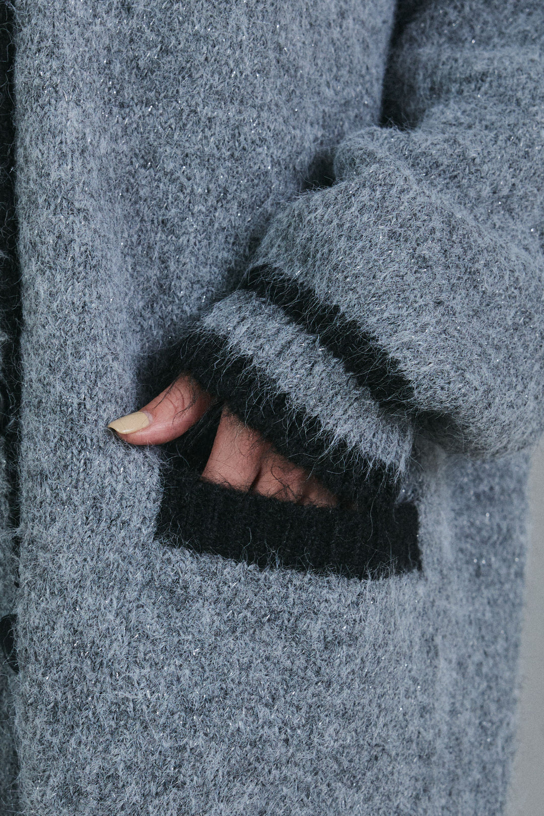 [予約/SET]パイピングニットカーディガン+切り替えリブニットロングスカート(2set)