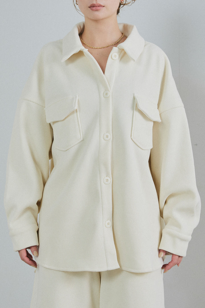 [予約]襟付きコーデュロイポケットシャツ