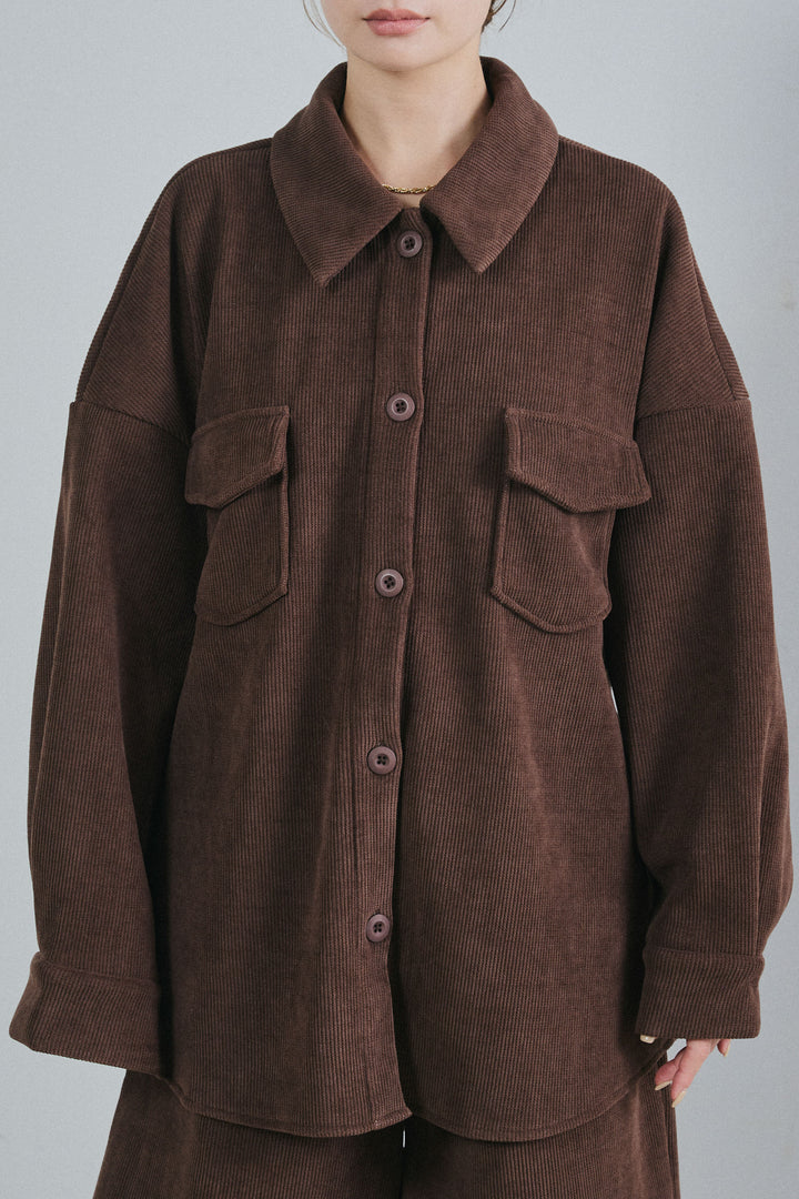 [予約]襟付きコーデュロイポケットシャツ