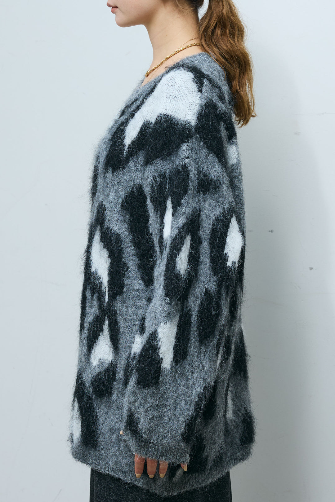 [予約/SET]レオパードモヘアニット+アウトシームストレートスカート(2set)