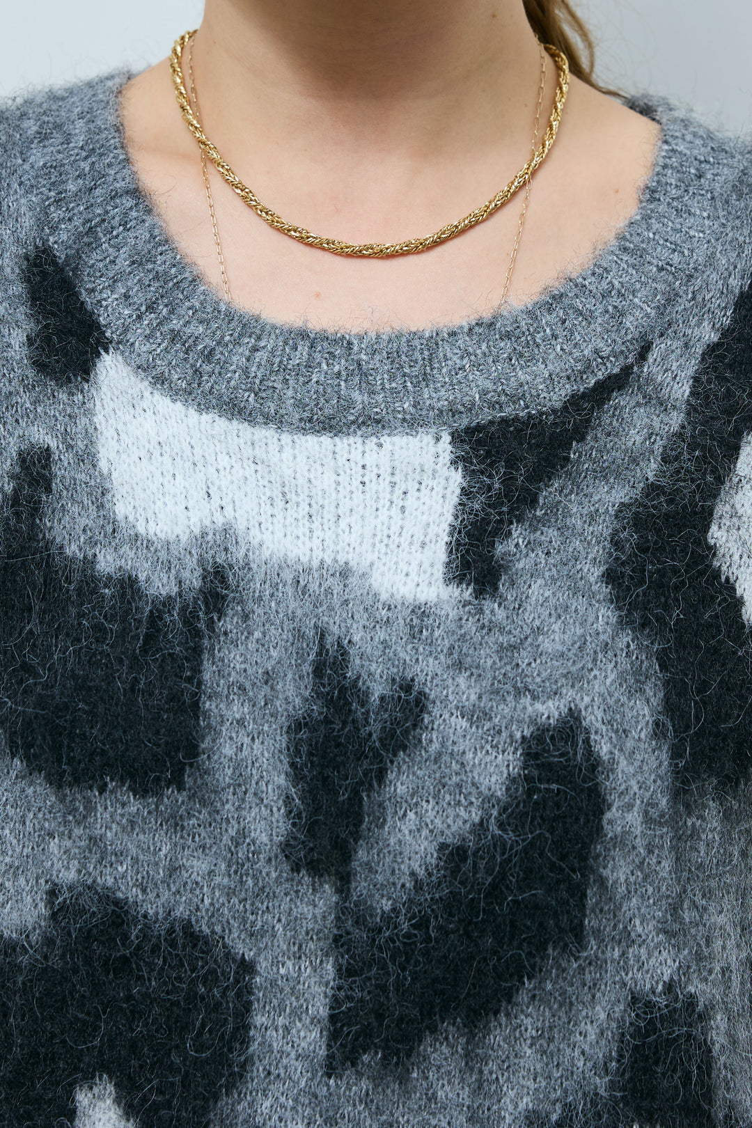 [予約/SET]レオパードモヘアニット+杢ニットリブフレアPT(2set)