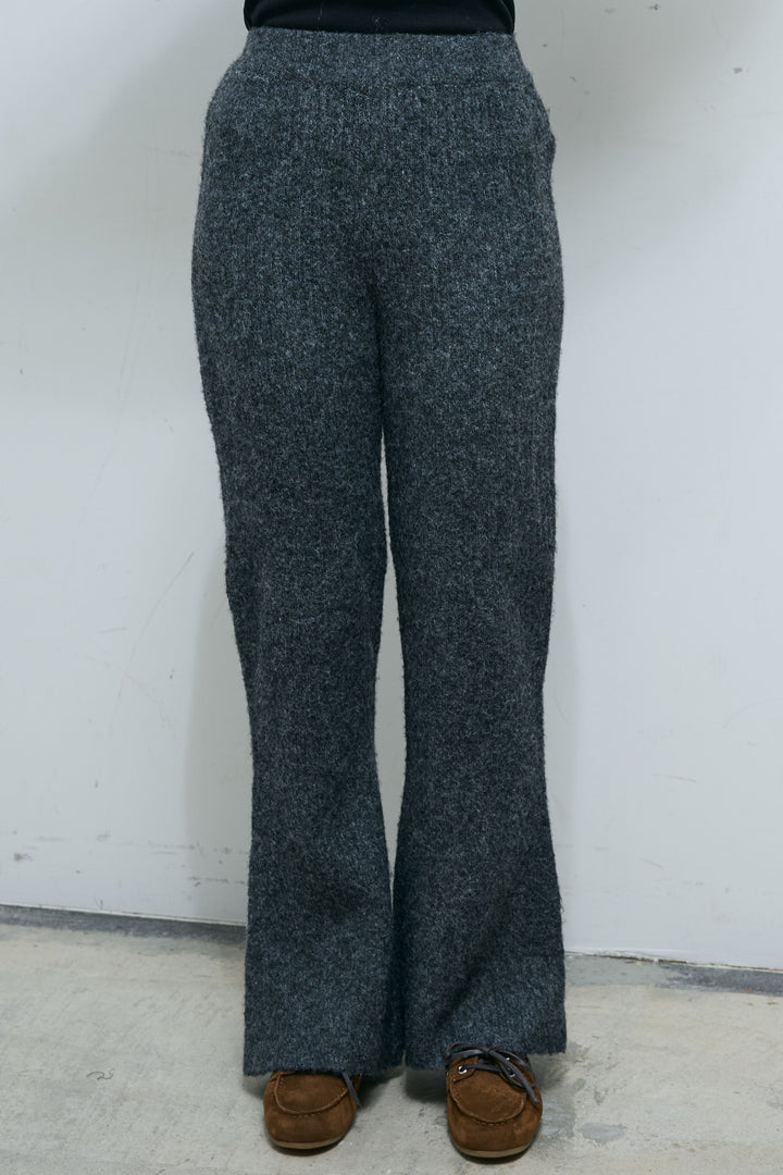 [予約/SET]レオパードモヘアニット+杢ニットリブフレアPT(2set)