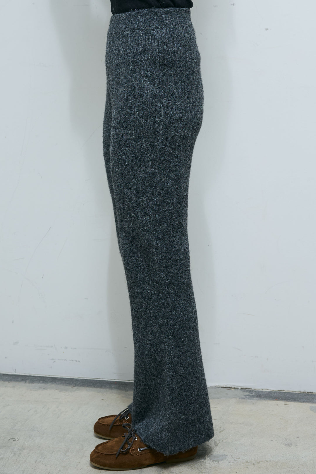 [予約]杢ニットリブフレアPT