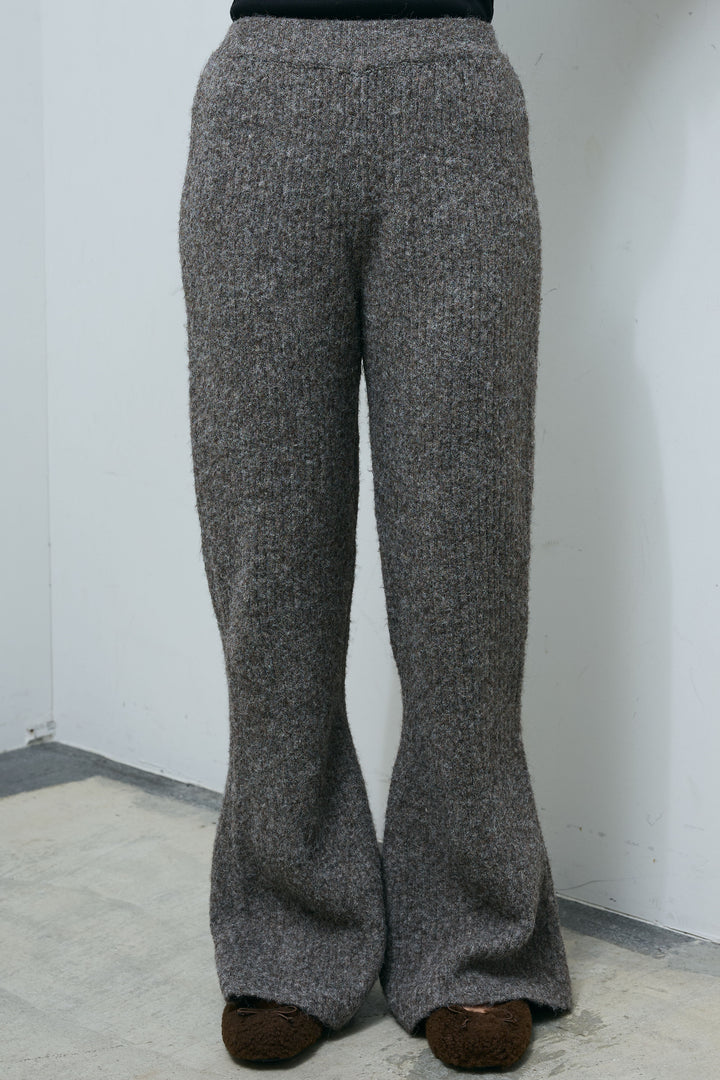 [予約]杢ニットリブフレアPT