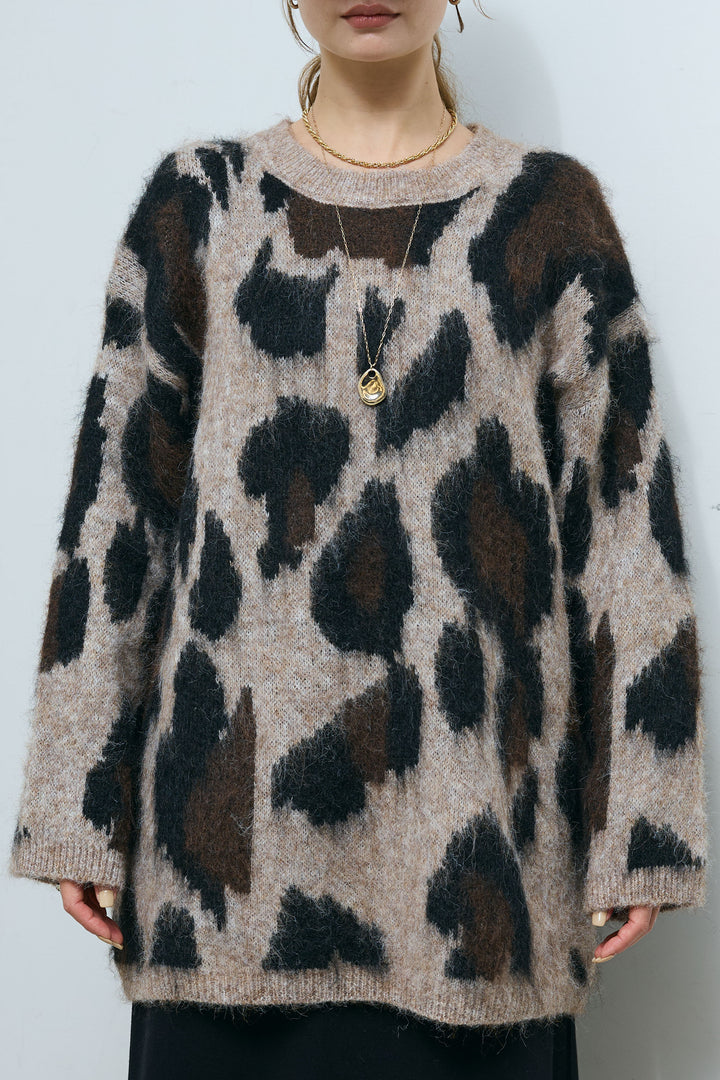 [予約]レオパードモヘアニット