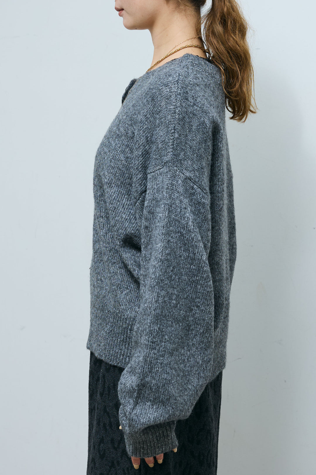 [予約/SET]センターホール2wayニット+パイルタッチレオパード柄イージーパンツ(2set)