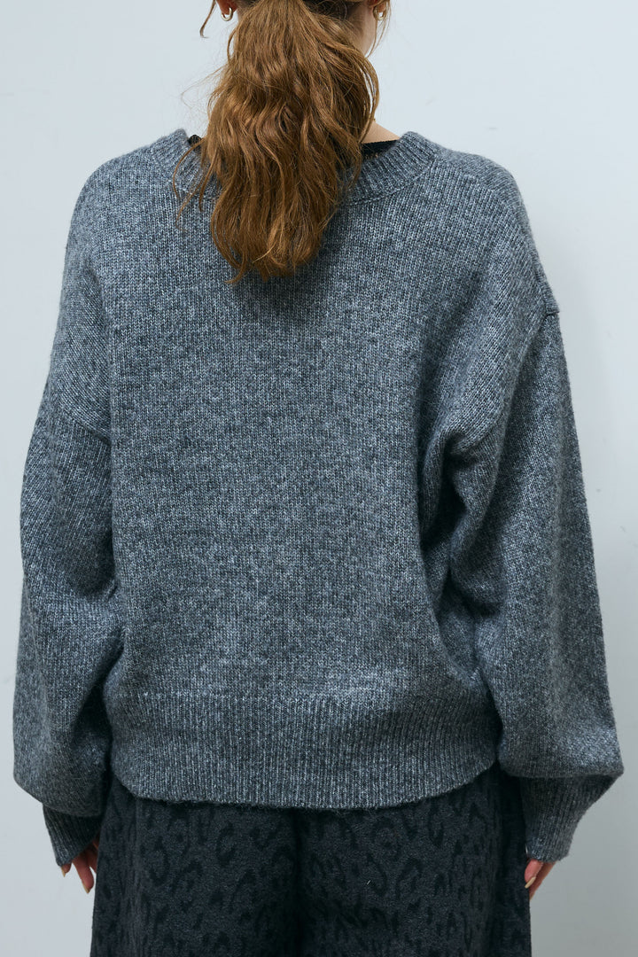 [予約/SET]センターホール2wayニット+シアーレーストップス+パイルタッチレオパード柄イージーパンツ(3set)