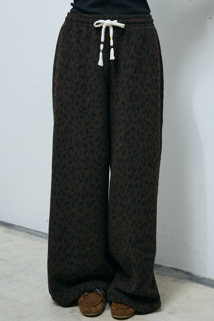 [予約]パイルタッチレオパード柄イージーパンツ