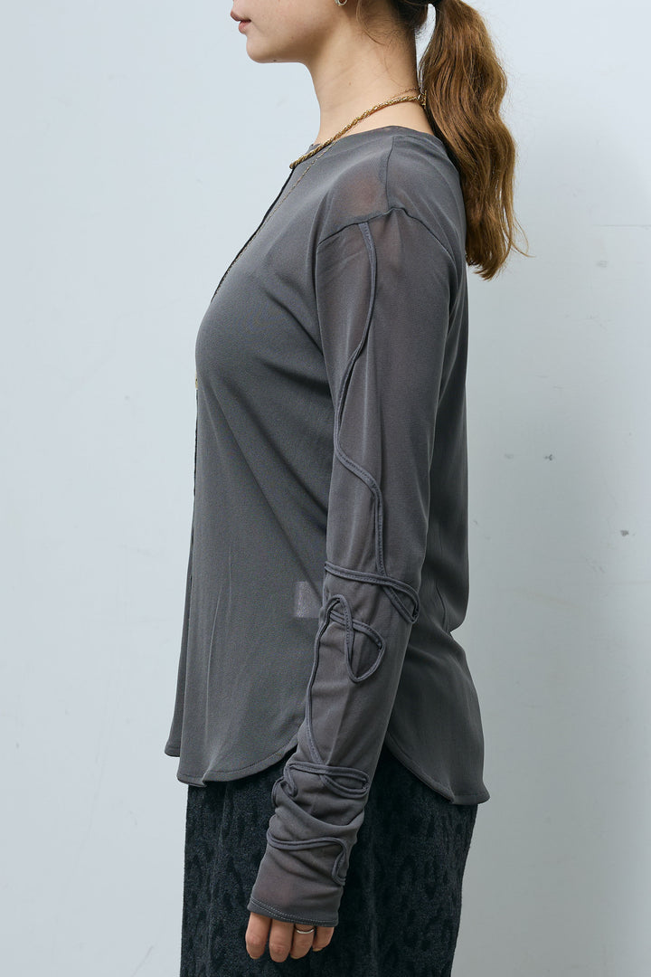 [予約]袖コード刺繍プルオーバー