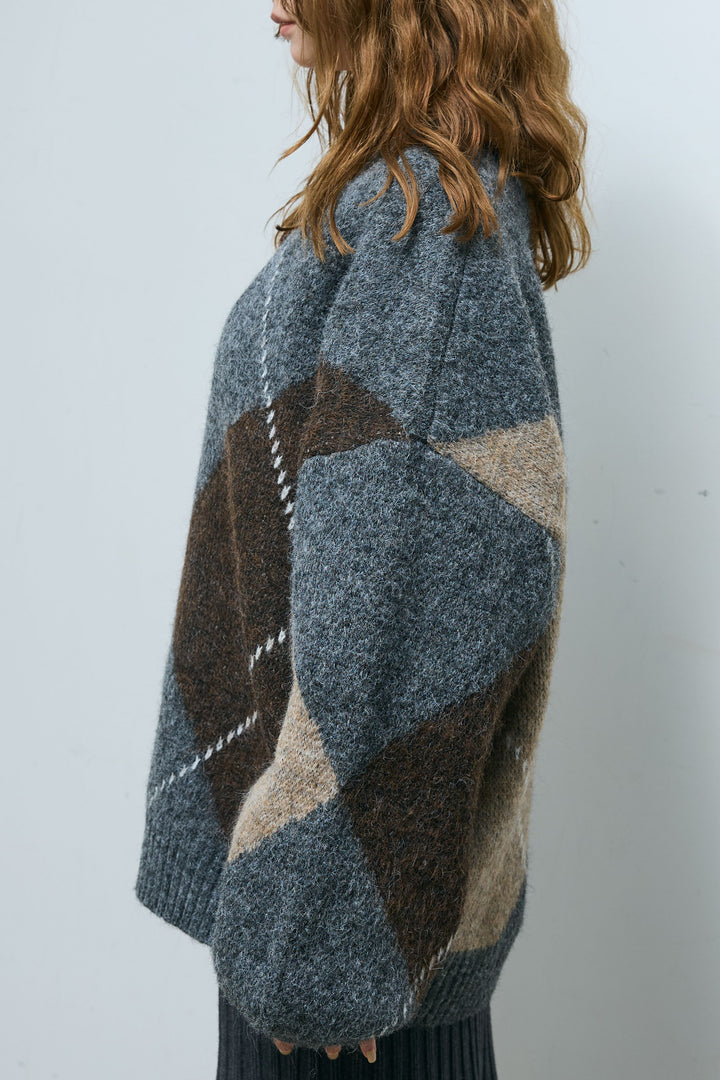 [予約]ビッグアーガイルVネックニット