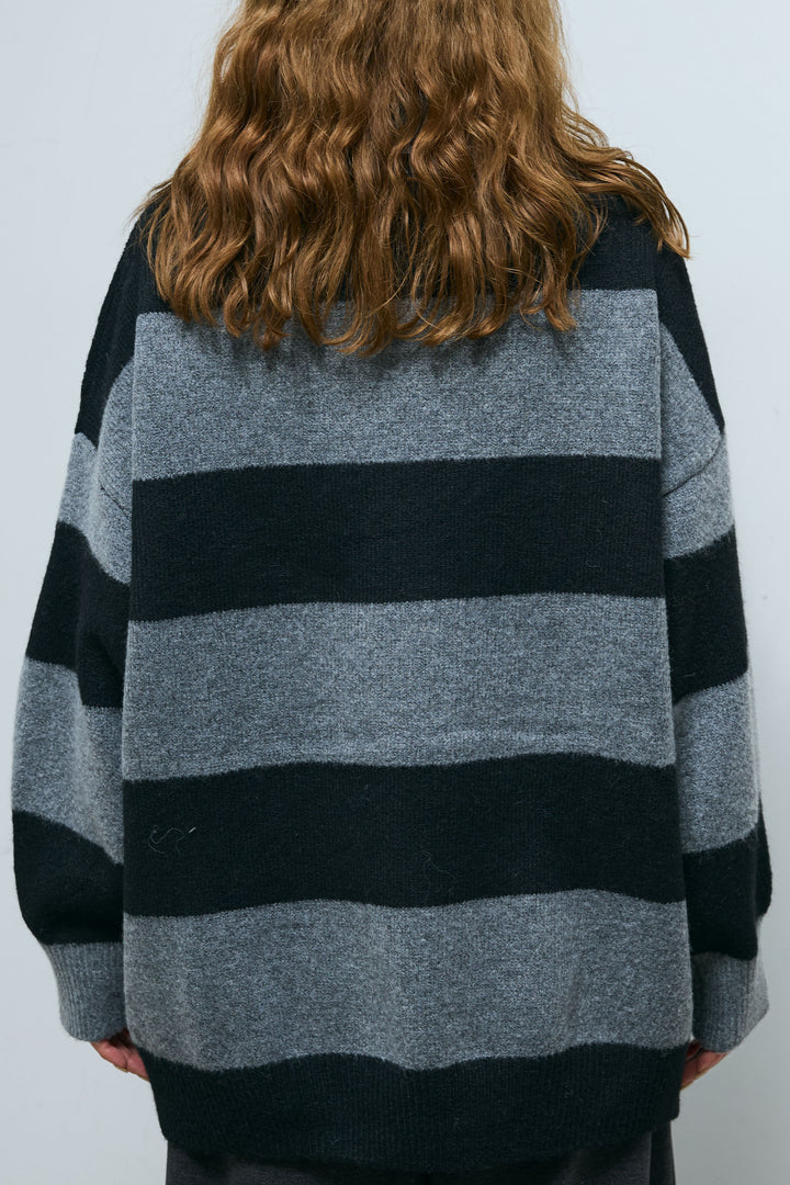 [予約/SET]デニムカラーラガーニットPO+ベルト付きリバースタックパンツ(2set)