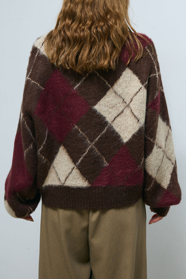 [予約]モヘアタッチアーガイルキーネックプルオーバー