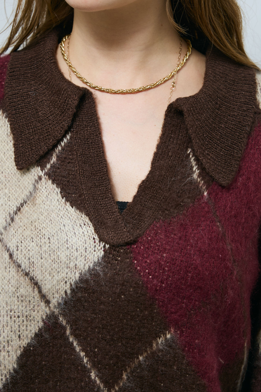 [予約]モヘアタッチアーガイルキーネックプルオーバー