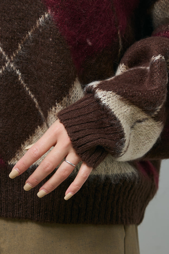 [予約]モヘアタッチアーガイルキーネックプルオーバー