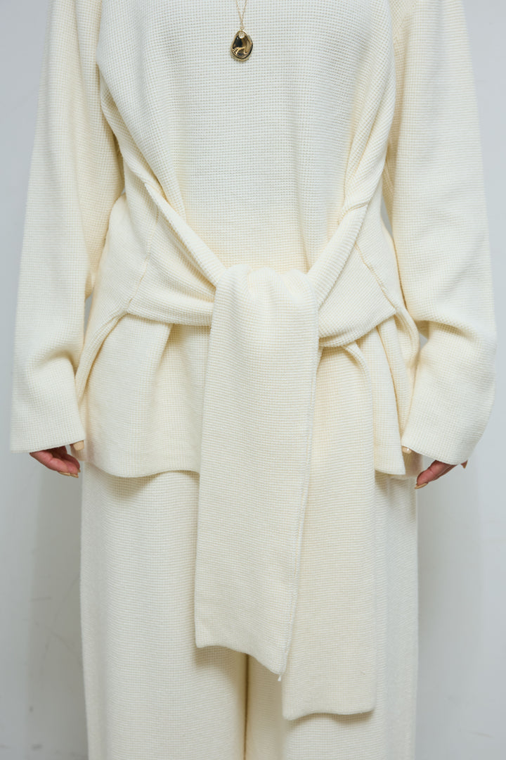 [予約/SET]ウエストレイヤードニットセットアップ+フェイクムートンカバーオール(2set)