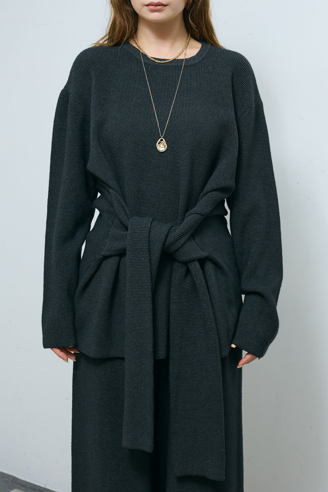 [予約/SET]ウエストレイヤードニットセットアップ+テディロングコート(2set)