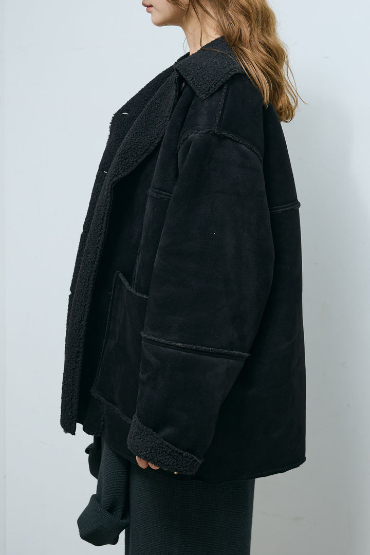 [予約/SET]ウエストレイヤードニットセットアップ+フェイクムートンカバーオール(2set)